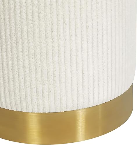 Miniatura 8 de Joveco Boucle - Otomana redonda de almacenamiento con tapa extraíble, taburete pequeño tapizado acolchado para sala de estar, dormitorio, Blanco