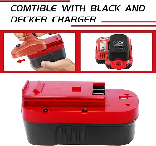 Miniatura 5 de Paquete de 2 baterías de repuesto de 4.5 Ah Ni-Mh de 18 voltios para Black and Decker de 18 V, compatible con Black and Decker HPB18 HPB18-OPE