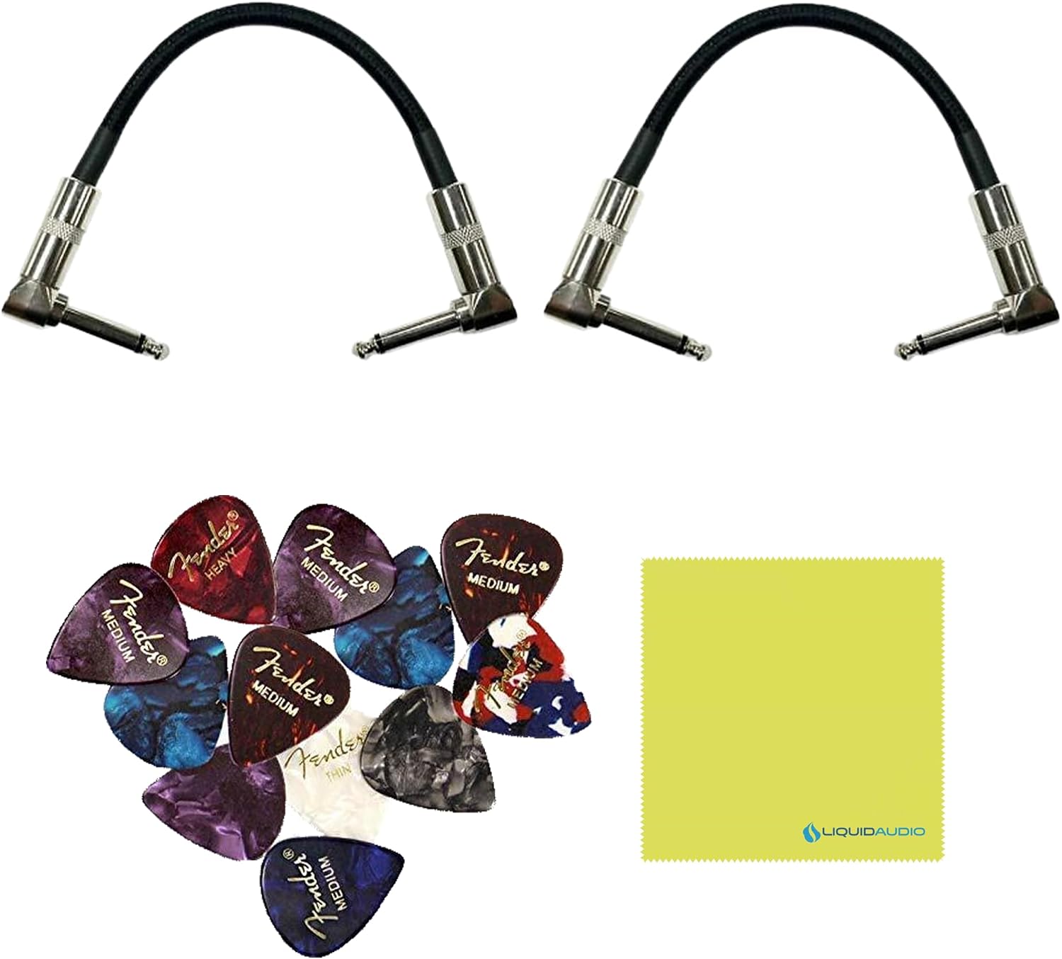 Boss FV-30H Foot Volume Pedal - Hi Z Bundle with 2x Strukture 6" Right Angle Patch Cable, 12x Guitar Picks and Instrument Polishing Cloth