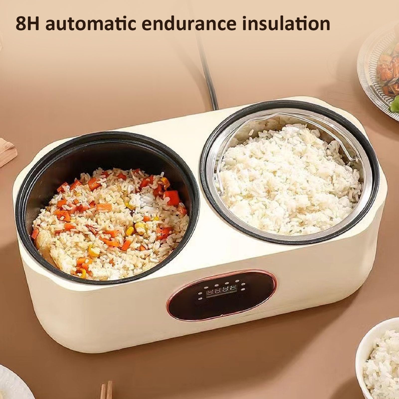2-in-1-Doppel-Slow-Cooker, Dual-Combo-Slow-Cooker und Reiskocher, Doppel-Innen-Multifunktions-Reiskocher mit 6 Kocheinstellungen, Elektrischer Hot Pot für zu Hause