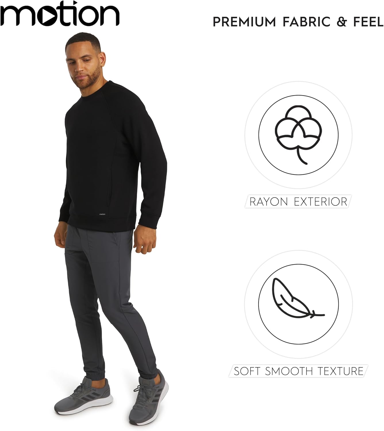 Motion Men's Regular Fit Active Performance Heavyweight Bonded Fleece Sweatshirt (S-XL) - Image 5