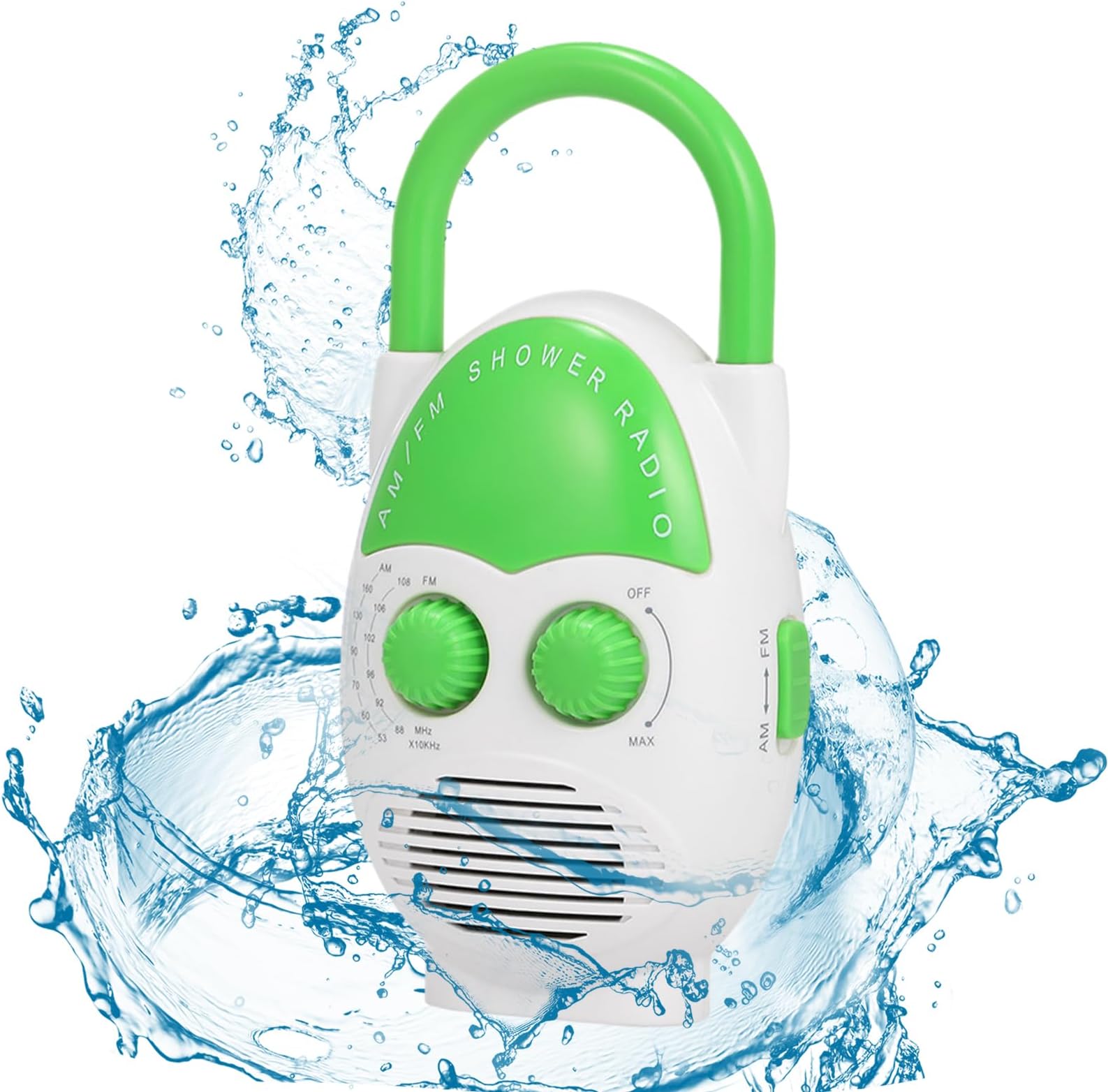 Denpetec Waterproof Shower Radio, AM/FM Bathroom Radio with