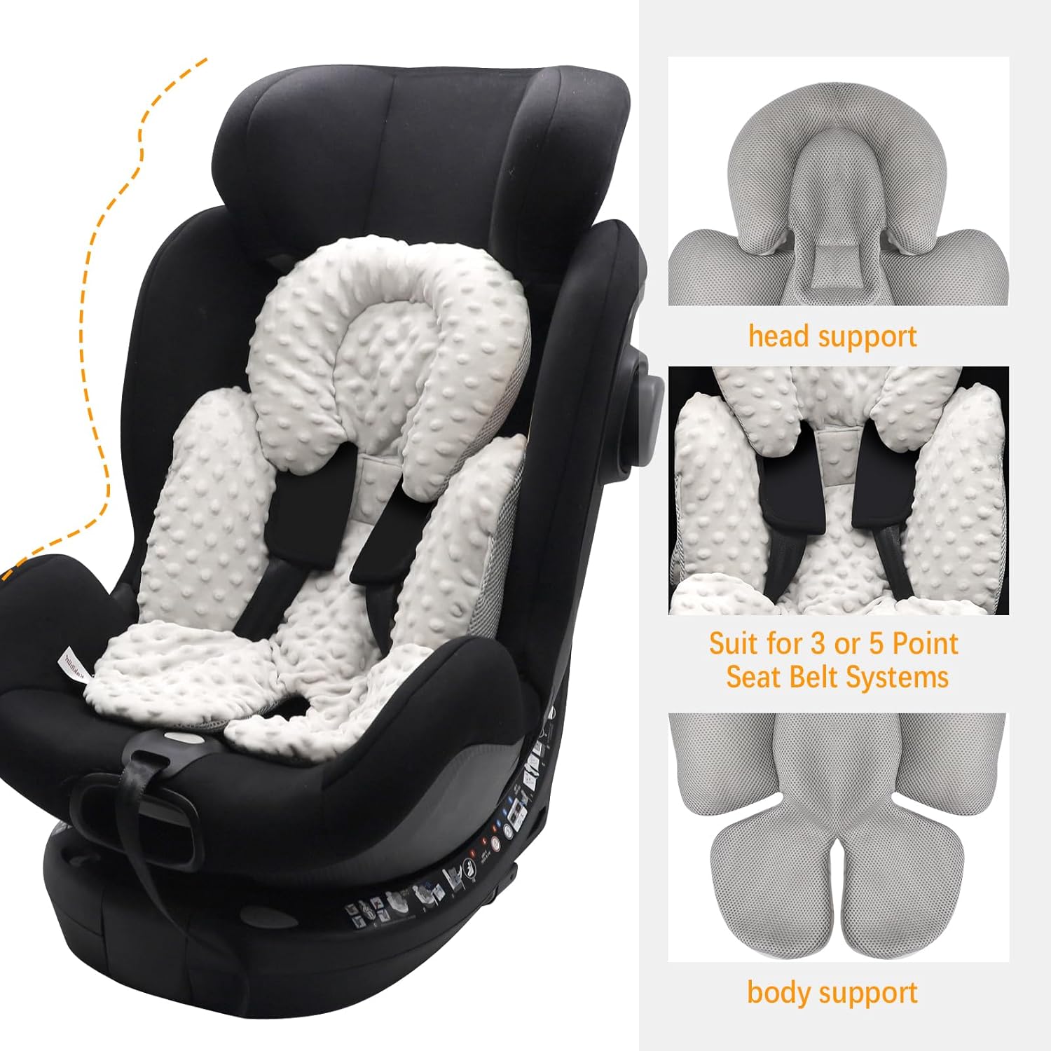 KAKIBLIN Infant Car Seat Insert, Baby Carseat Head & Body Support for Newborn,Baby Neck Pillow,Upgraded Baby Support Pillow