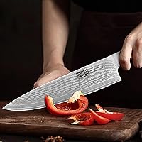 Vista 6 de HOSHANHO Knife Set with Block 7-Piece, Professional 67-layer Damascus Super Steel Kitchen Knife Sets for Cooking, Ultra Sharp Knife Set with