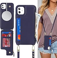 Vista 136 de Cavor for iPhone 11 Wallet Case with Card Slots Holder,Premium PU Leather Kickstand Feature Case [Wrist Strap] Double Magnetic Clasp Shockproof Flip