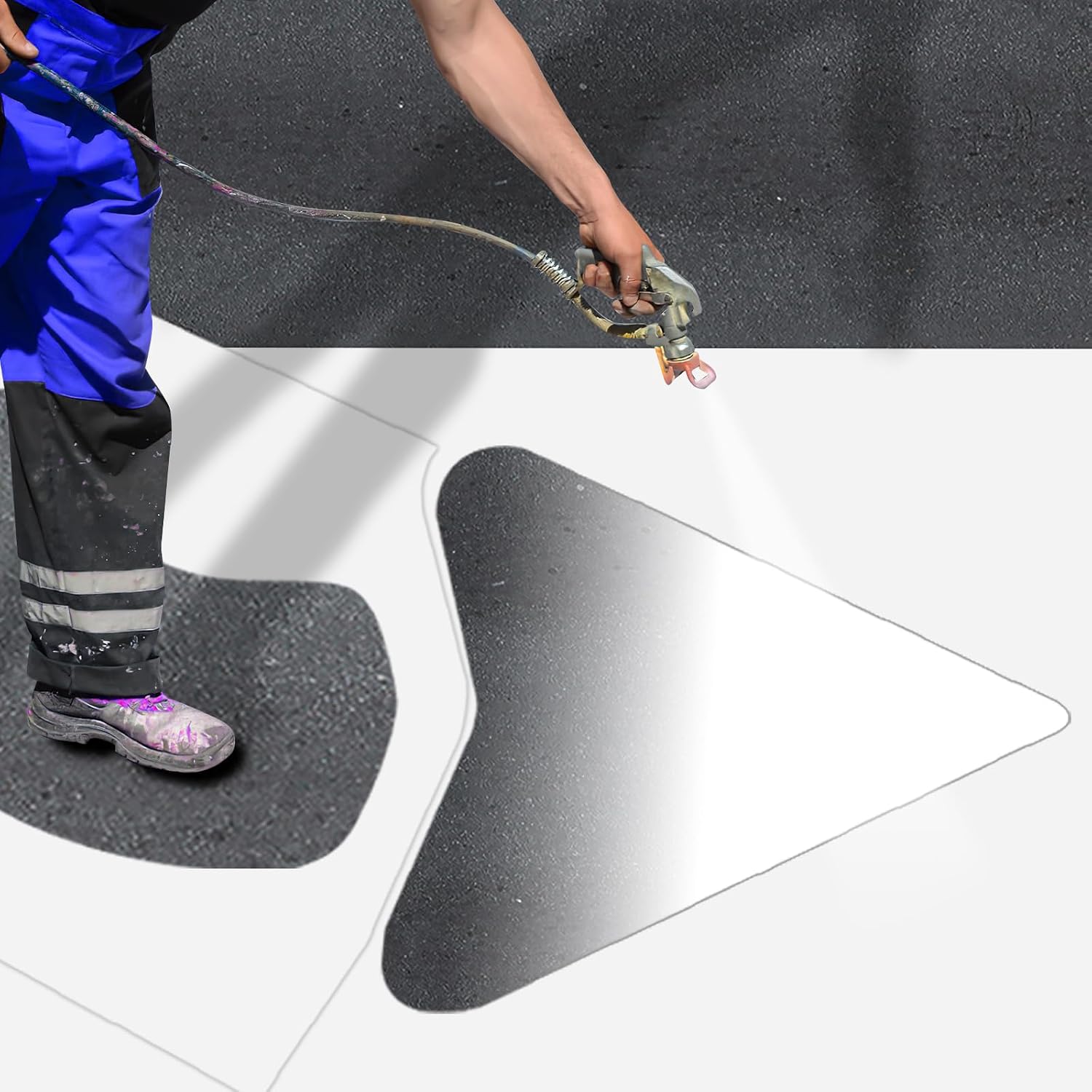 2 Pcs Extra Large Straight and Turn Arrow Stencils, 36" x 60" Reusable Silicone Pavement Marking Stencil Set, Oversized Parking Lot & Garage Directional Line Painting Templates