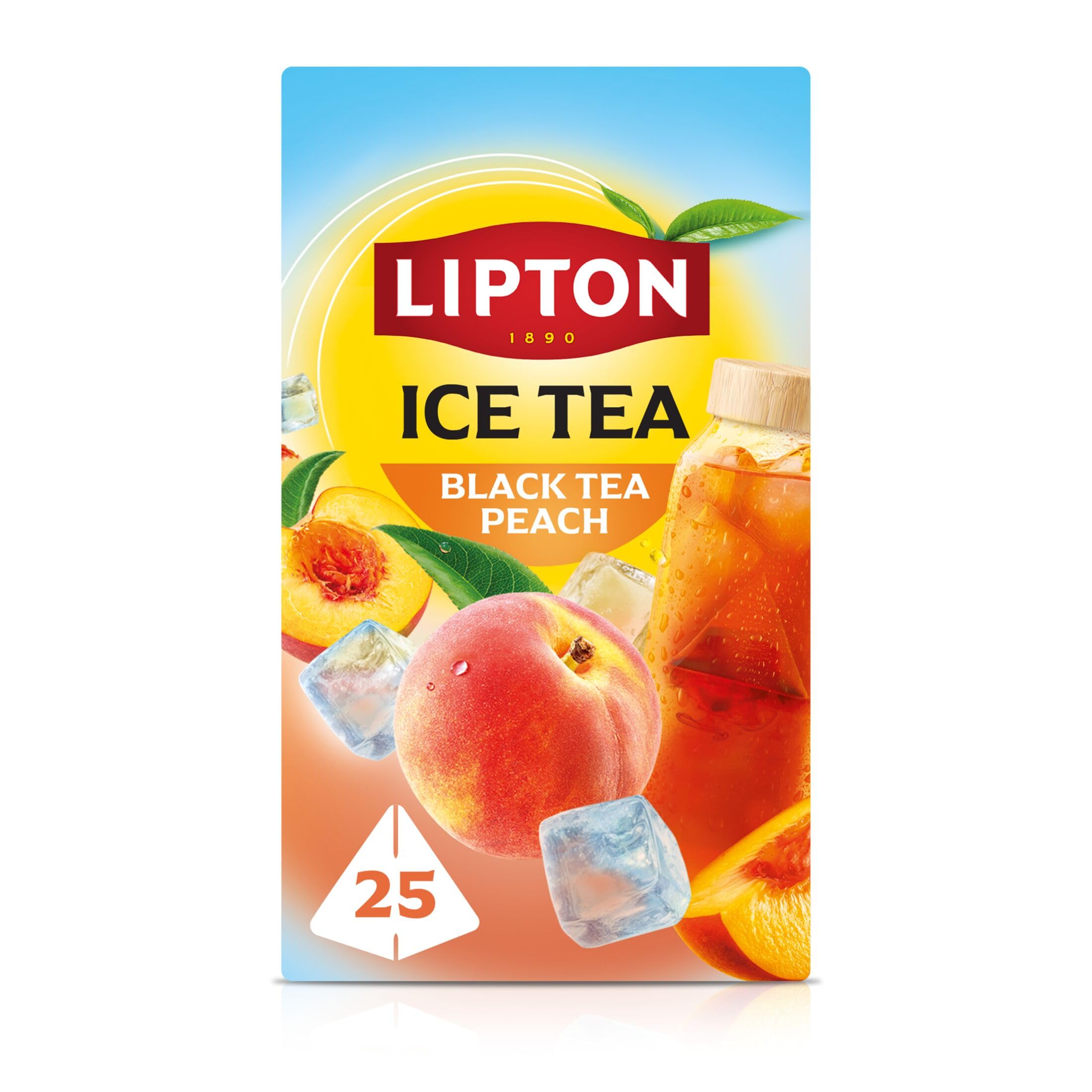 Lipton Ice Tea Dispenser, Black Tea Peach, 25 tea bags, Zero Calories, Zero Sugar