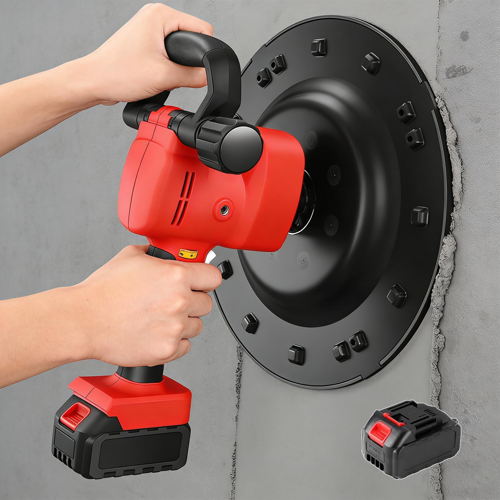 Máquina alisadora de cemento, pulidora de pared de 1680 W con 6 engranajes 40-300 RPM, paleta de hormigón para construcción de superficies de mortero, herramienta eléctrica de alisado de paredes