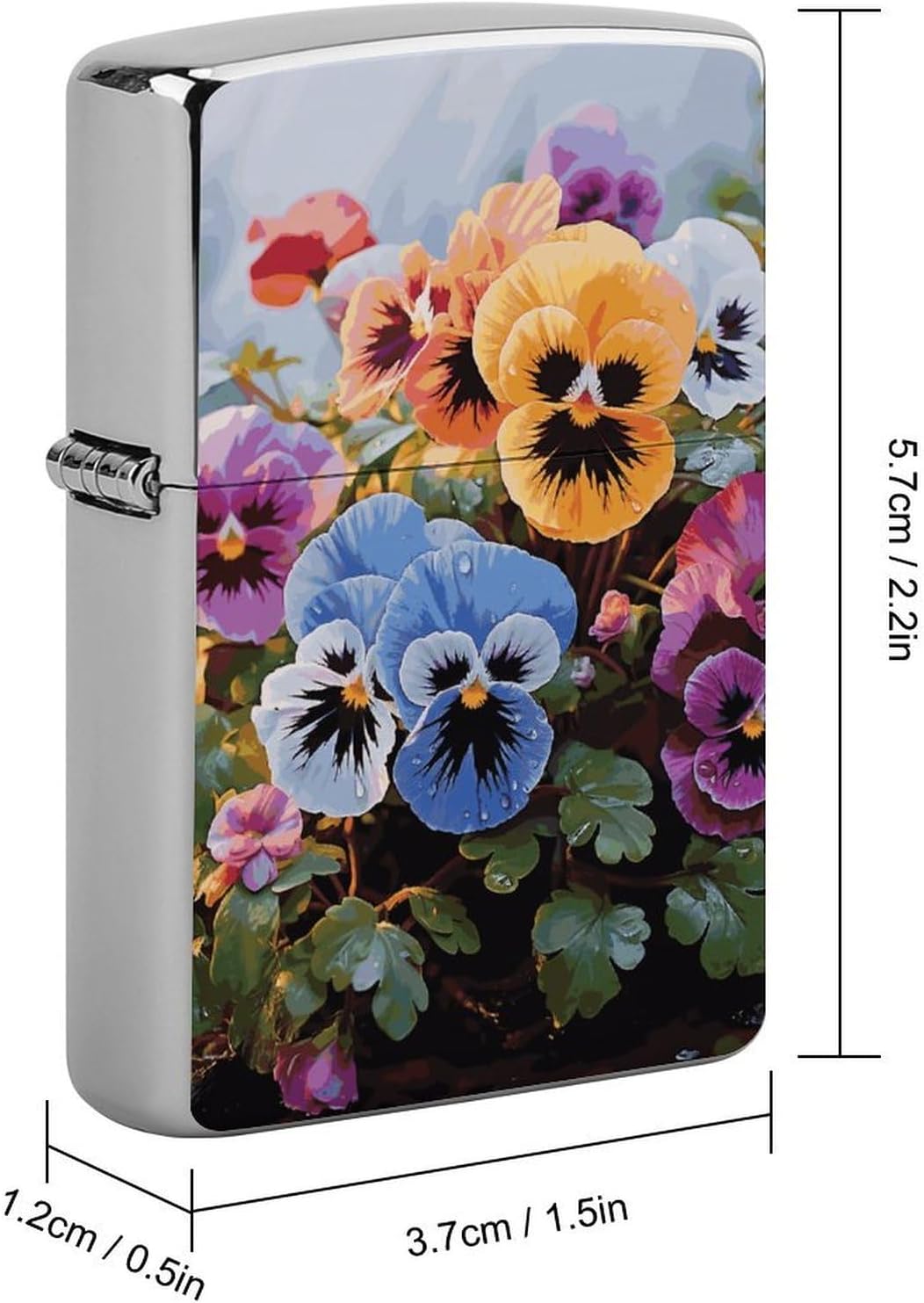 Pansy Flowers Metal Lighter Cover Case Pouch Holder image 2