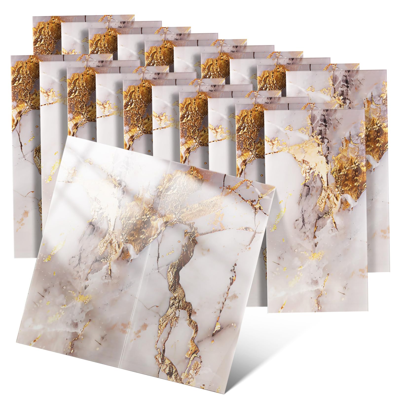 Stickers carrelage effet marbre Holibanna, 40 pièces adhésives pour relooker cuisine et bain