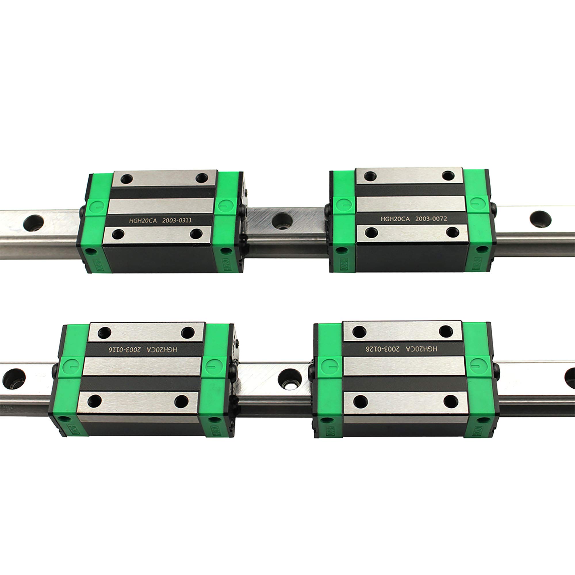 2 guías lineales HGR 20-1000 mm con 4 bloques de deslizamiento para impresora 3D, máquinas CNC, dispositivos eléctricos, máquinas médicas