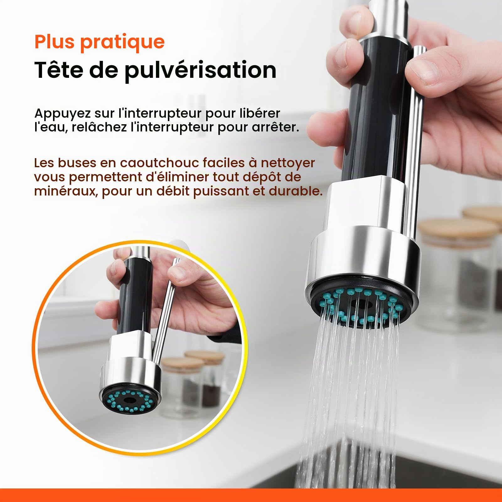 Ibergrif M22144, Kitchen Mixer Tap with 2 Jets, Professional Kitchen Mixer Tap with Two Spouts, Stainless Steel, Chrome, Silver