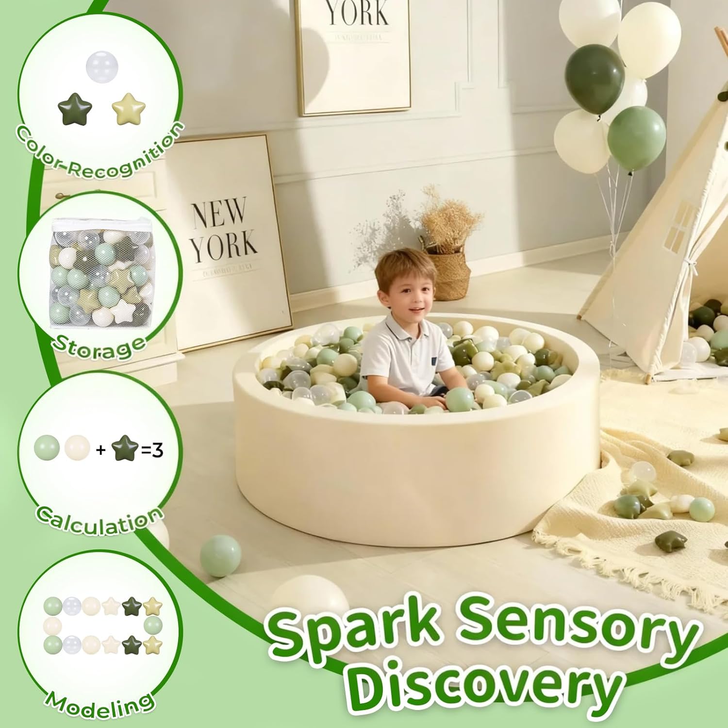 TRENDPLAY Star Ball Pit Balls for Toddlers - Ball Pit Ball Shapes for Boys Girls Fun, Birthday Party, Christmas Decoration