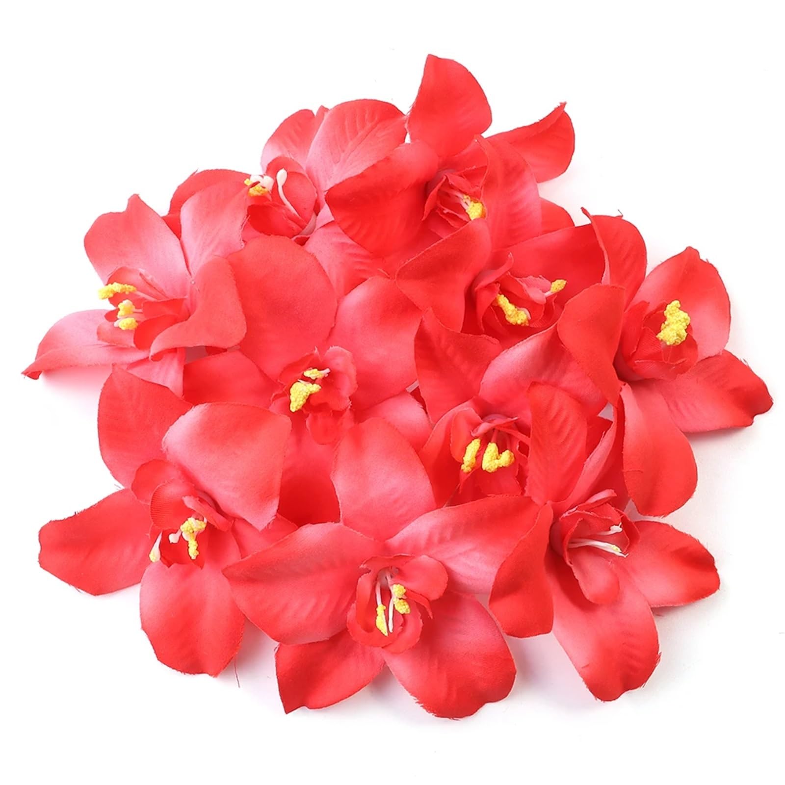 Wtaxbh Red Iron On Patches 20Pcs/Lot Artificial Flowers Head Colorful Fabric Orchid For Diy Wedding Party Craft Home Decoration Accessories(Red)