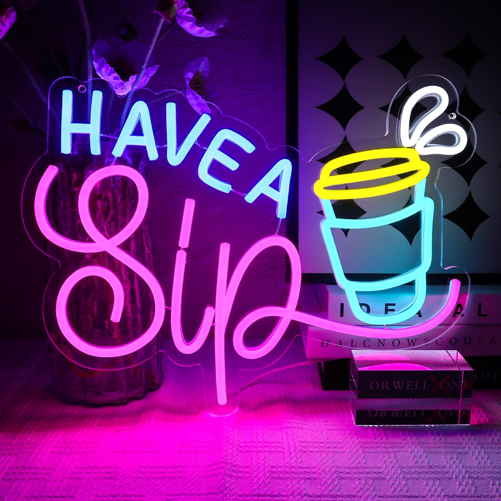 OYCGZV Have A Sip Neon Schild Kaffee Led Neonschild Wand Einen Schluck Trinken Neon Sign USB Led Schild für Cafe Getränke Shop Zuhause Bar Restaurant Club Geschäftlich Party