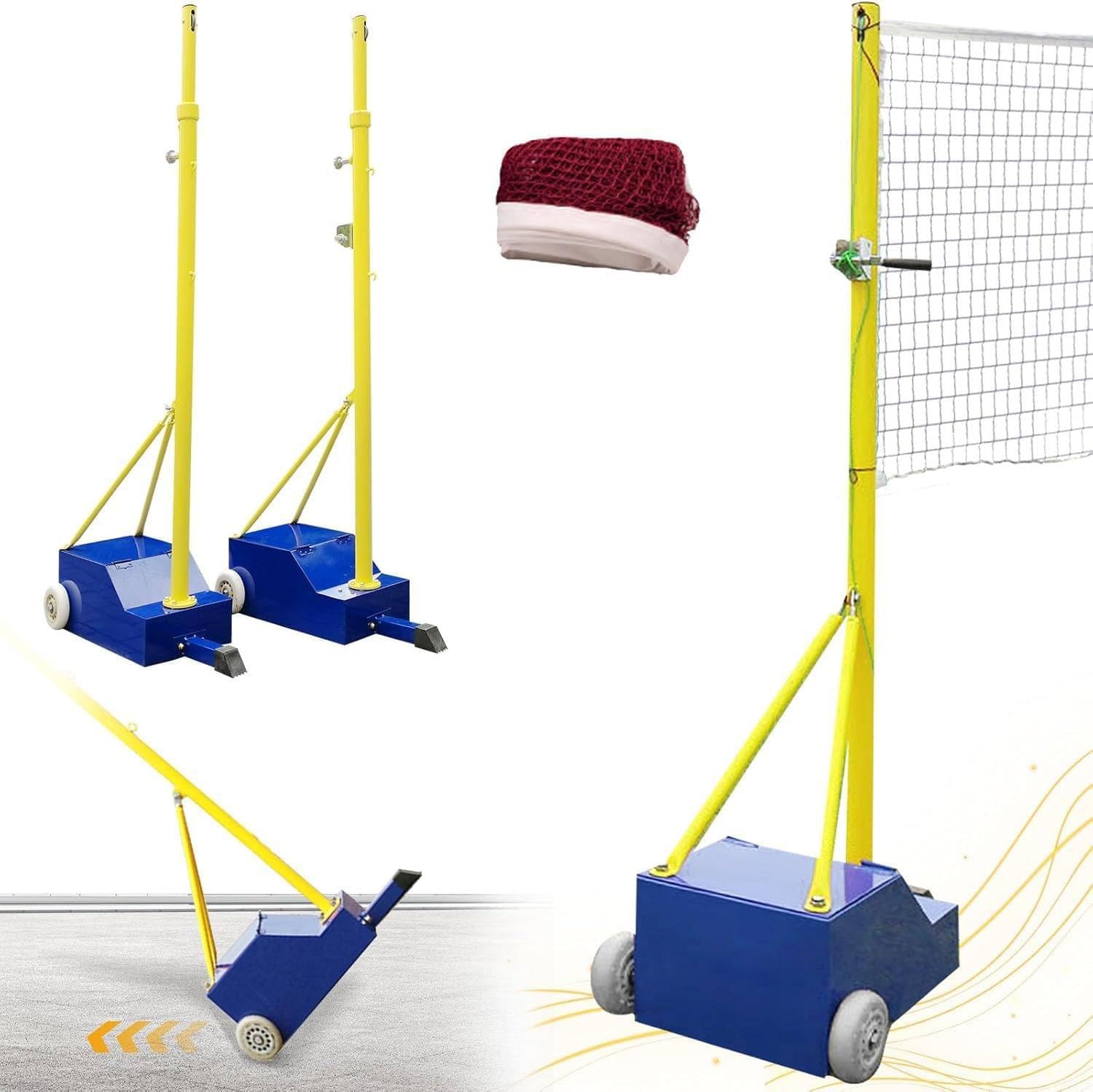 Pali Da Pallavolo Per Cortile Pali da pallavolo, pali da badminton, supporto per rete da badminton con base stabile rialzata, ruote portatili per uso interno ed esterno, palestra interna