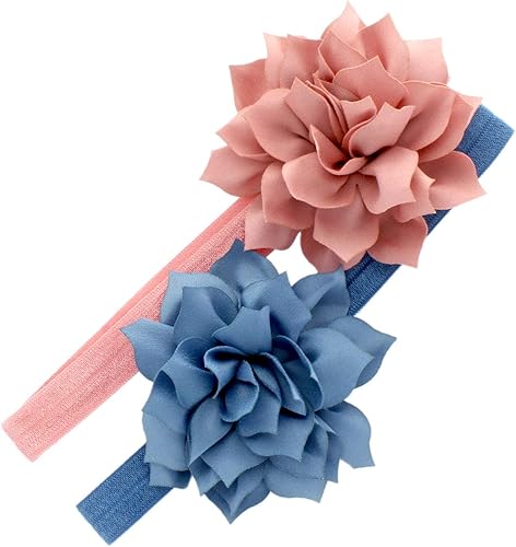 Miniatura 10 de My Lello Diademas de flores de pétalos para bebés y niñas, par elástico para niños pequeños