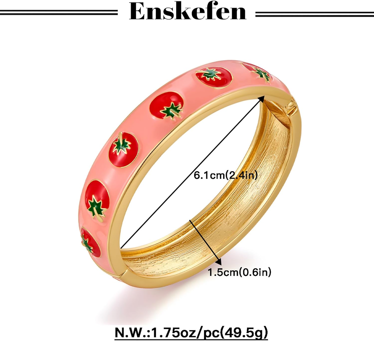 Colorful Hinged Bangles Bracelets for Women Cute Fruit Cherry Multicolor Flower Enamel Gold Bracelets Statement Wide Chunky Bracelet - Image 6