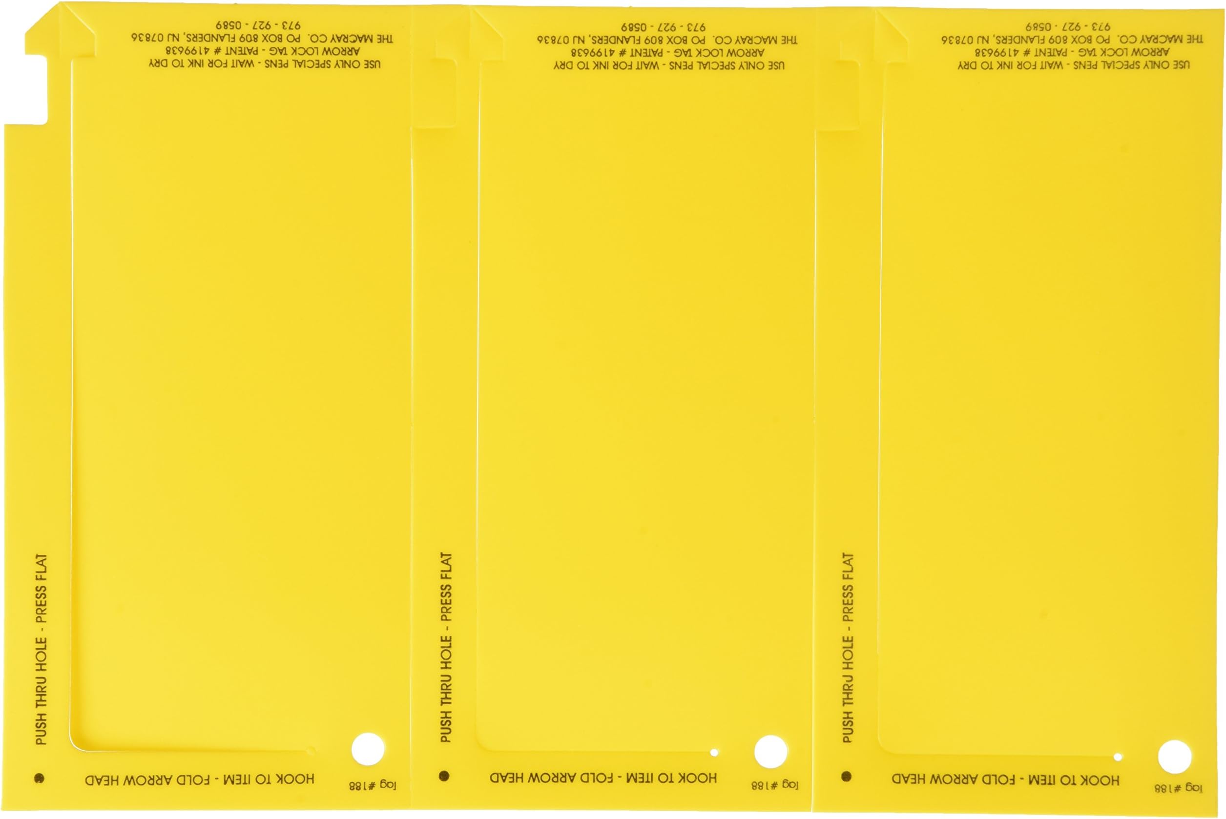Macray 188 Yellow Arrow Lock Tag 3*6 inches