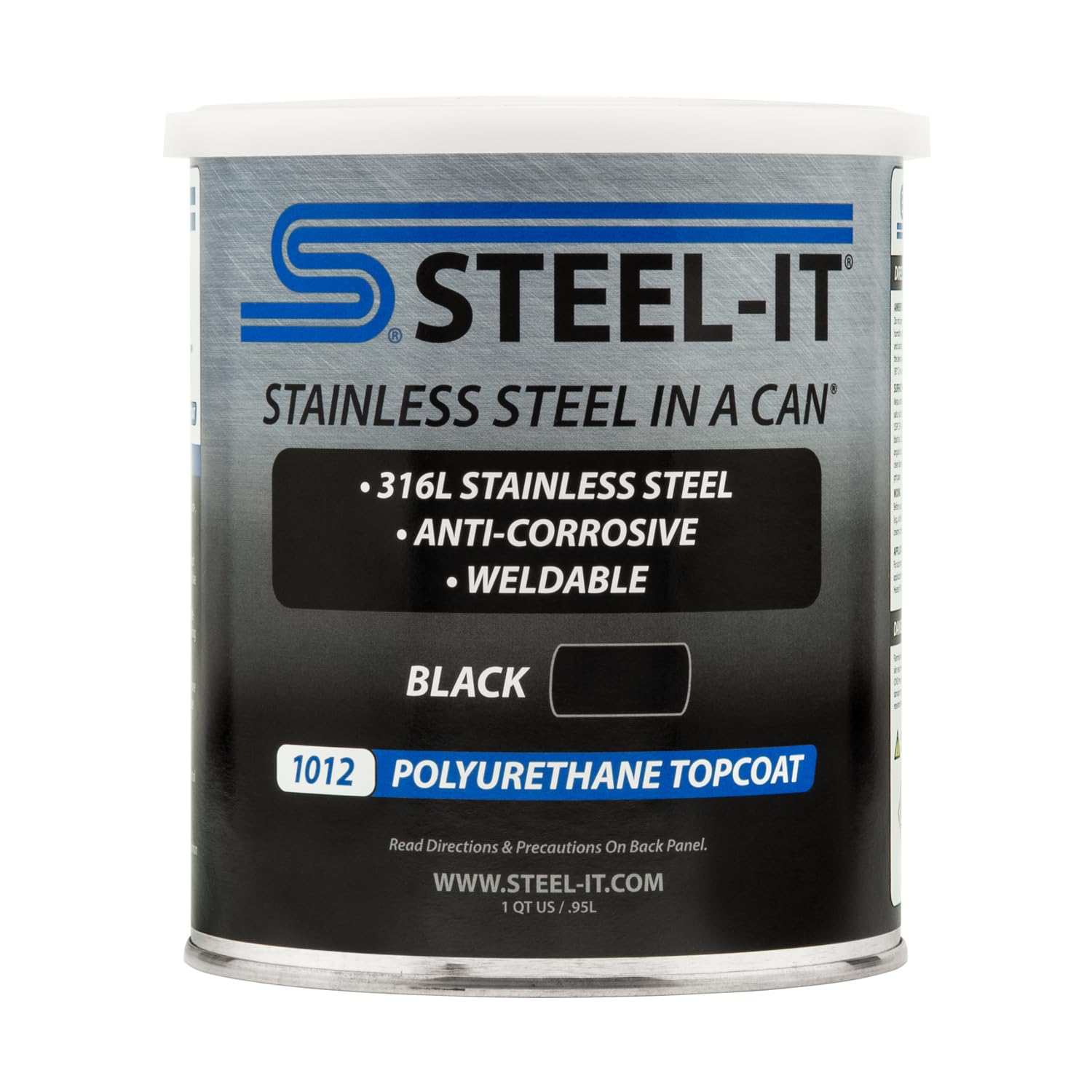 Steel-It 1012Q Polyurethane Topcoat, Weldable, Superior Anticorrosion Coating - Black (1 Quart)