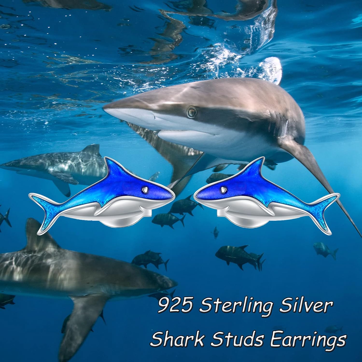 Shark Studs Earrings 925 Sterling Silver Shark Jewelry Gifts for Women Girls Shark Lovers - Image 5