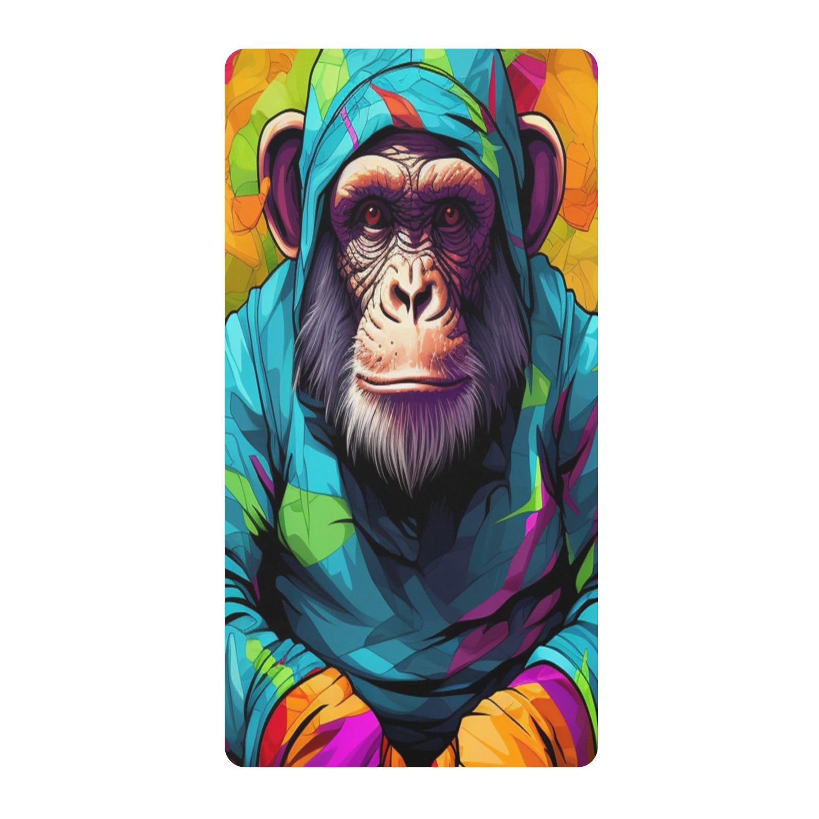 Colorful Chimpanzee Monkey Toddler Crib Sheet Soft Cotton Baby Play Sheets Fitted for Mattress Playard