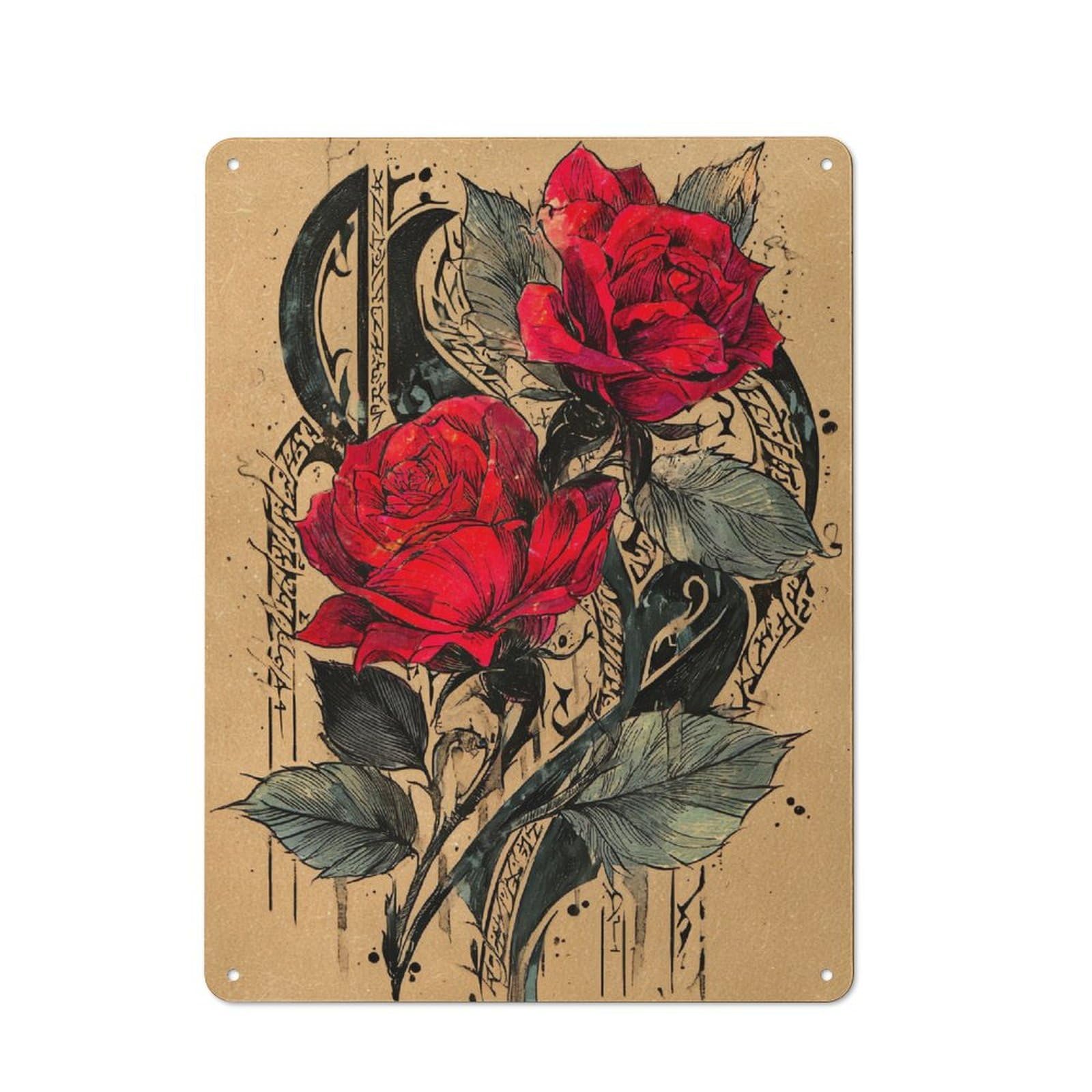 Junmoney Vibrant Rose Artistry Retro Metal Gift Sign 40X30cm, Home Wall Decor For Flat, Dorm Room, Lounge Or Cafe