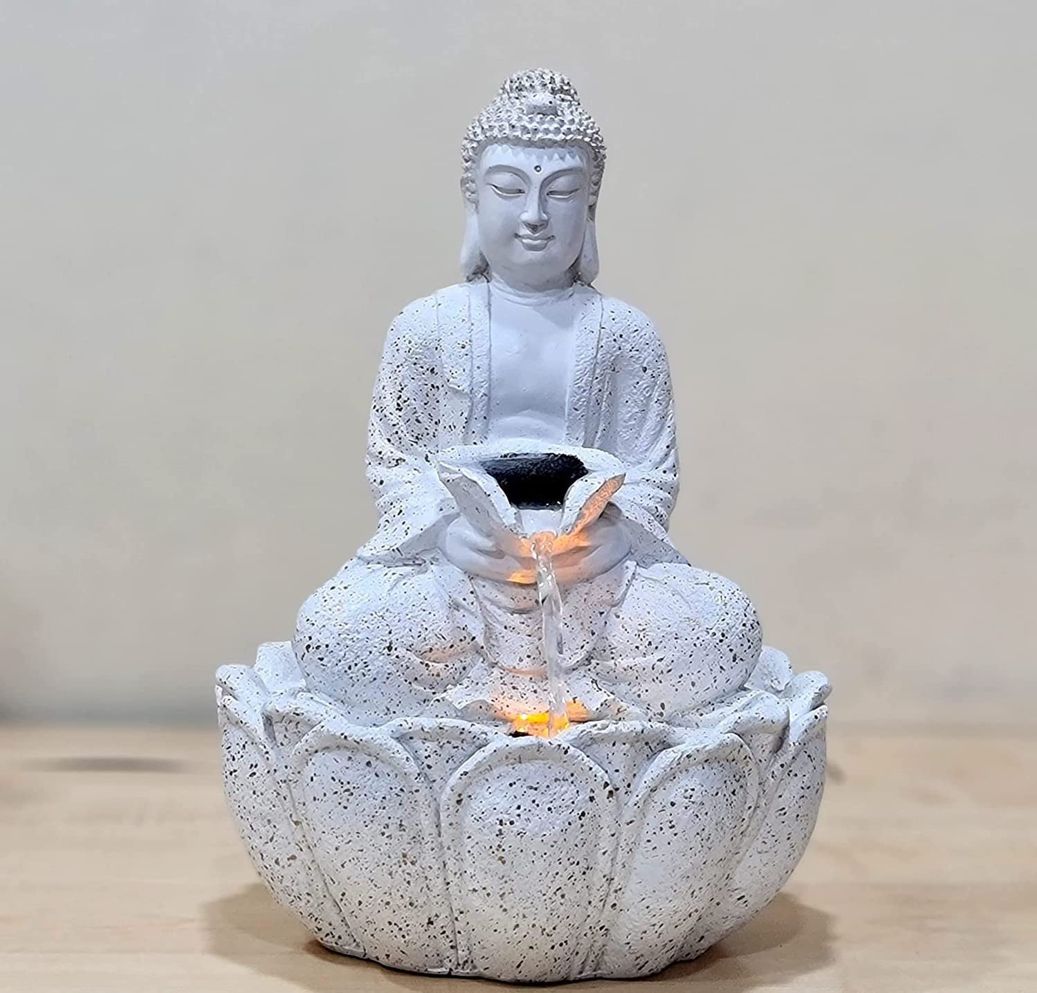 RajputE Lotus Buddh Fountain -(Kamal Buddh) Look Indoor Outdoor Water Fountain with Led Lights for Home Decor and Office Decoration Or Gifting - 2 Feet - Peach Colour (1 FT - White Colour)-image-28