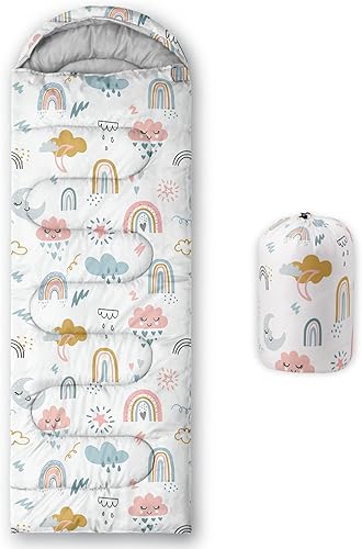 BSNTHO Saco de dormir para camping, 3 estaciones, clima cálido y fresco, ligero, saco de dormir impermeable para adultos y niños, viajes y al aire