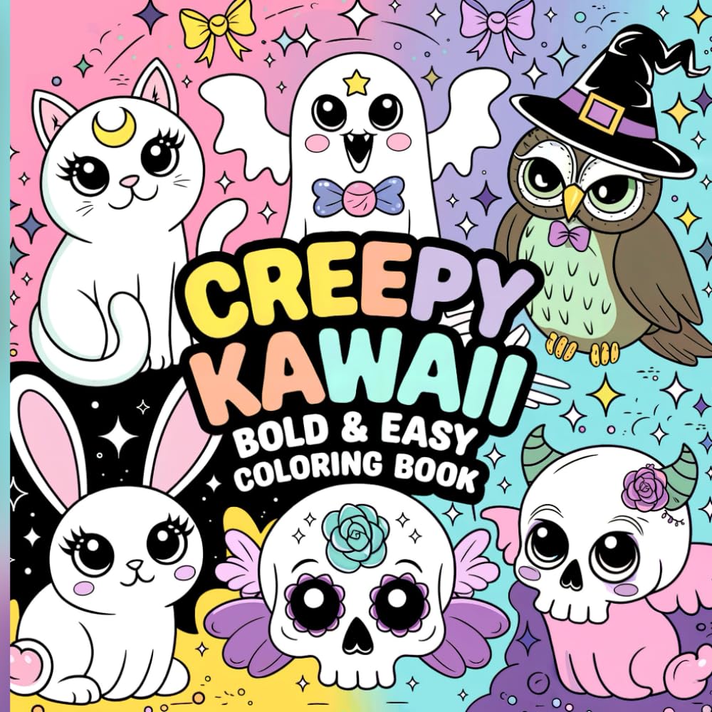 Creepy Kawaii Bold & Easy Coloring Book: A spooky-cute adventure filled with adorable Halloween fun, perfect for kawaii fans of all ages!