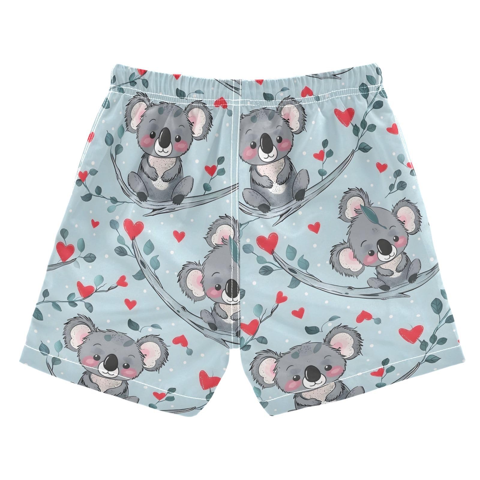 ALAZA Cute Koala Leaf Heart Boys Quick Dry Beach Board Shorts Kids Swim Trunks Bathing Suit Swimsuit 3T Multicolor