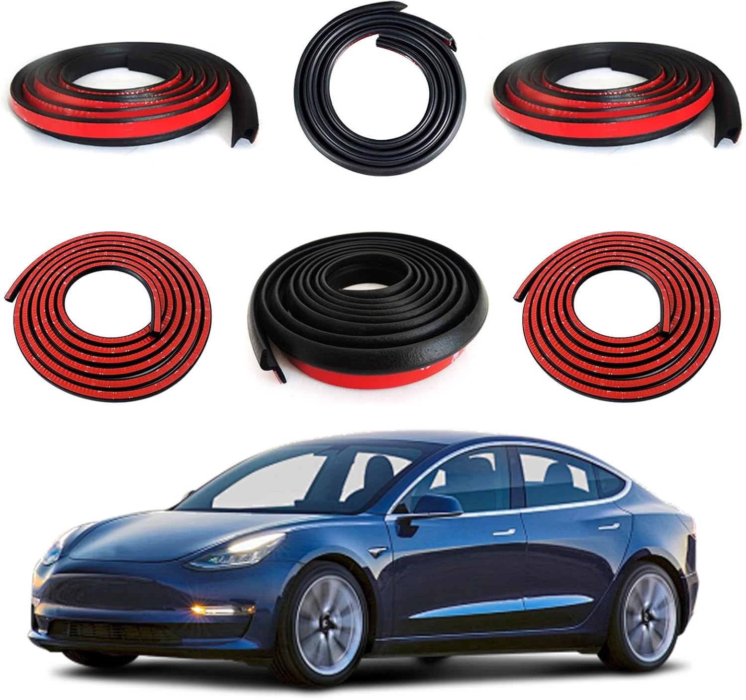 DOTAATDW Car Weather Stripping for Tesla Model Y Car Door Rubber Seal Strip Self Adhesive Auto Soundproofing Weatherstrip for Front/Rear Trunk A-Pillar B-Pillar Front/Rear Door
