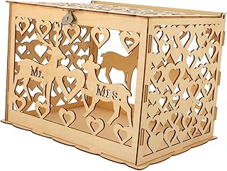 HEALSOPTHY Hochzeitskartenbox aus Holz Geldgeschenk Box für Hochzeiten Personalisierte Kartenablage Große Durchsichtige Box für Geschenkkarten für Hochzeitsfeier und Erinnerungsbox