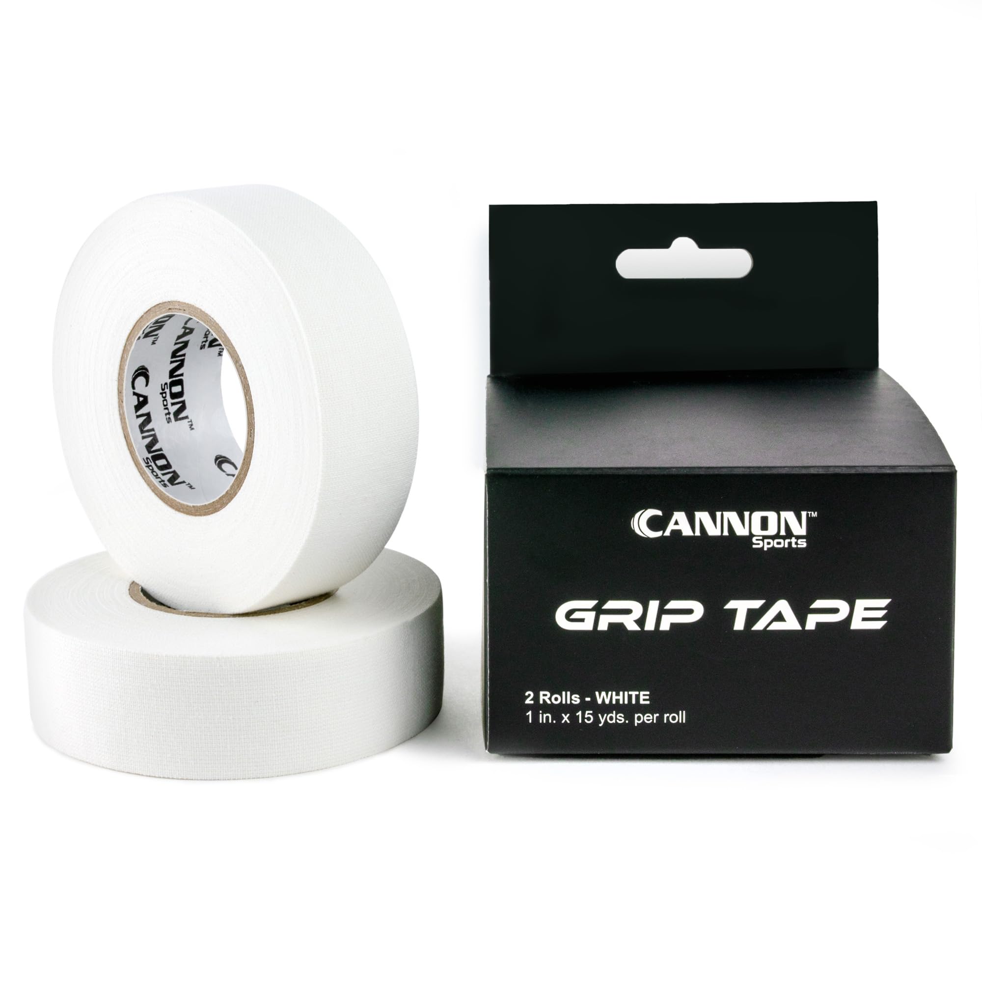 Cannon Sports Hockey Tape 2 Rolls (1 in x 45 ft Each) โ Water Resistant Cloth Athletic Grip Tape for Hockey, Baseball, Softball, Lacrosse & Tennis โ Non-Slip, Breathable, Hypoallergenic (White)