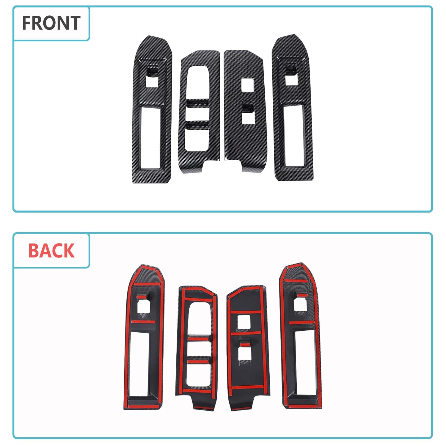 Aunginsy Door Window Glass Lift Button Panel Trim Cover Compatible with Toyota Tacoma 2024 2025 2026, Front & Rear Door Armrest Window Control Switch Decorative Frame Sticker ABS Interior Accessories