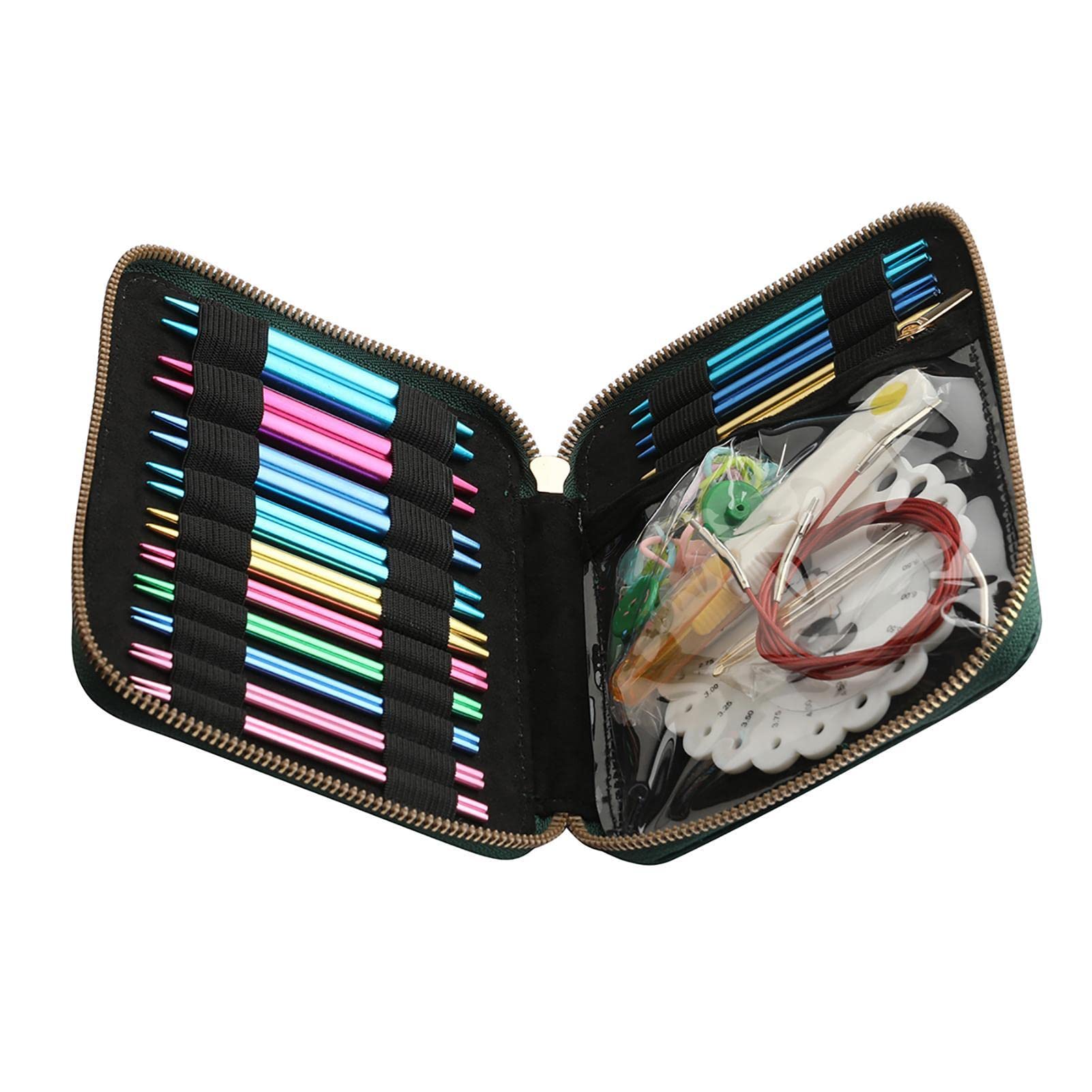 Keptfeet Set di Aghi per Uncinetto | Set di Ferri da Maglia | intercambiabili in Alluminio - Set di Aghi per Uncinetto per Filati per Uncinetto Aghi per Uncinetto intercambiabili per Picc