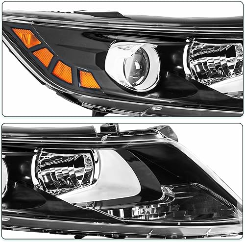 Miniatura 5 de Reemplazo del conjunto de faros delanteros para Kia Optima 2011 2012 2013 carcasa negra con reflector ámbar lado conductor y pasajero