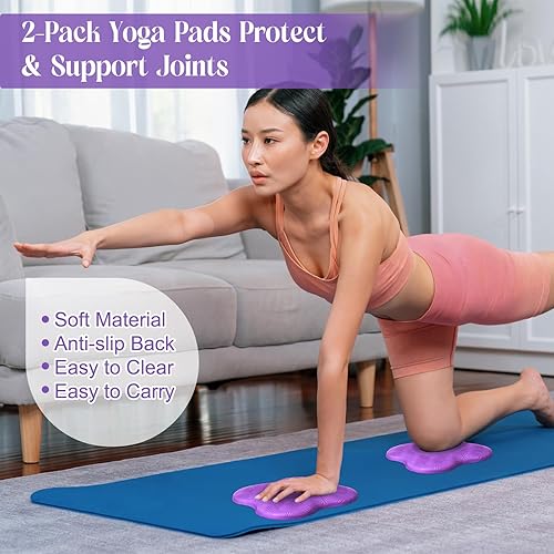 Miniatura 5 de Juego de 5 piezas de bloques de yoga, rodilleras, juego de correas de yoga, bloques de espuma suave de primera calidad, accesorios para pilates,
