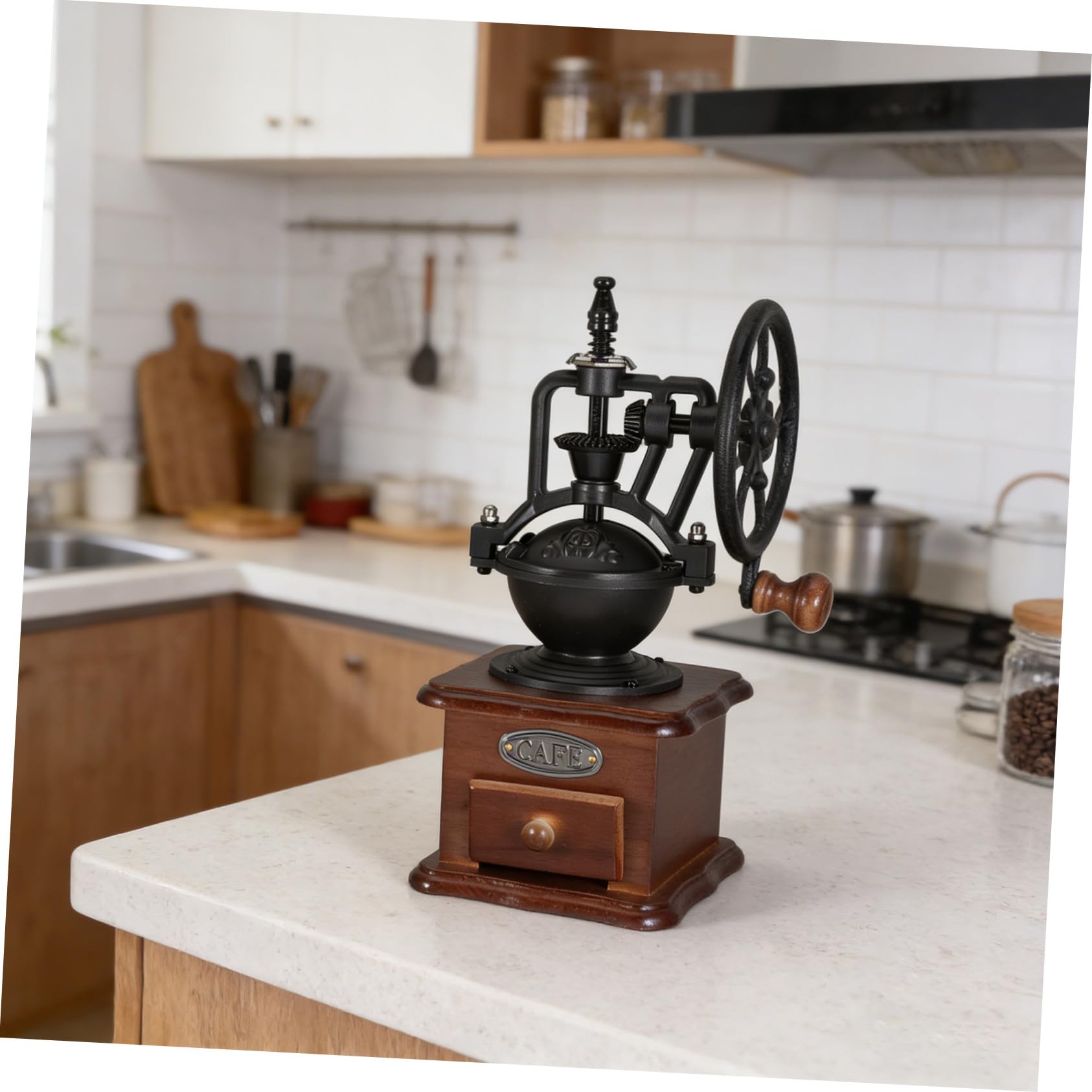 LABRIMP Molinillo de Café Manual Vintage Pequeño para Granos de Café Muelas Cerámicas, Portátil y Desmontable, Adecuado para Espresso y Uso en Cocina o Viajes