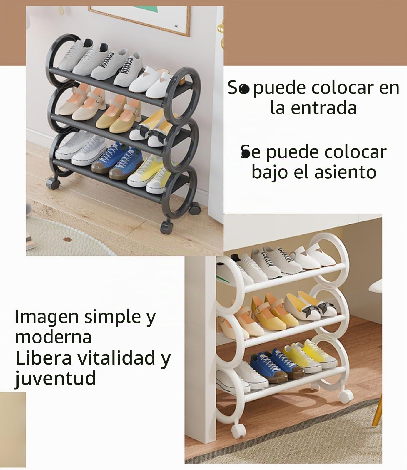 Zapatero Estrecho Alto De Con Ruedas,Zapatero De Pie Para Entrada Con Ruedas, Zapatero De Pasillo De Gran Capacidad,Para De Entrada, Baño, Sala De Estar B,61 * 20 * 73cm