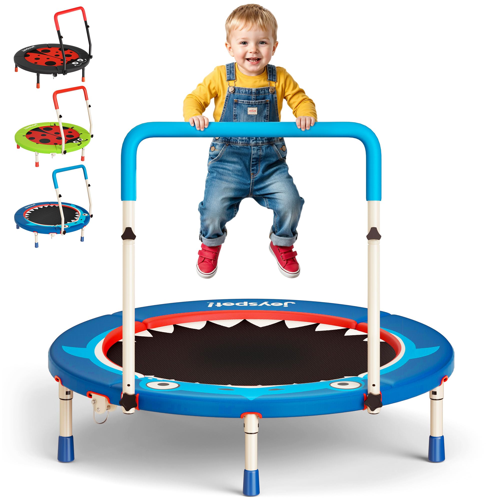 3FT Foldable Mini Kids Trampoline with Adjustable Handle, Supports 100 lbs