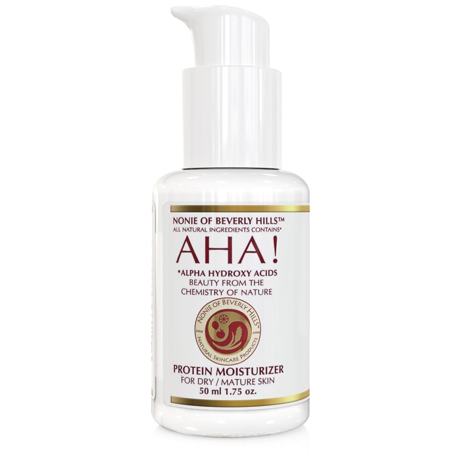 Nonie AHA Protein Moisturizer for Dry Skin Rejuvenating Protein Cream with Alpha Hydroxy Acids 100% Natural & Vegan Ingredients Gentle USA Made