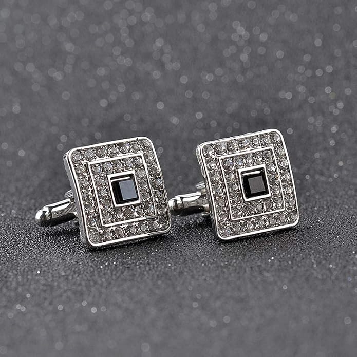 Mancuernillas para camisa para hombre 2 pcs plateadas miniatura 2