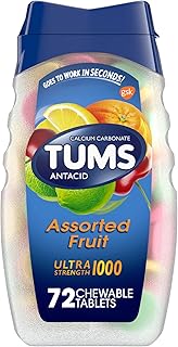 TUMS Ultra Strength Antacid Tablets for Chewable Heartburn Relief and Acid Indigestion Relief, Assorted Fruit - 72 Count
