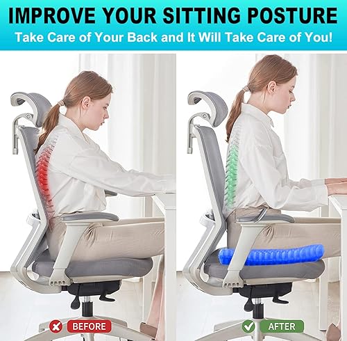 Miniatura 4 de Cojín de asiento de gel para sentarse durante mucho tiempo, cojín de huevo de enfriamiento doble grueso de 1.65 pulgadas para espalda, cadera,