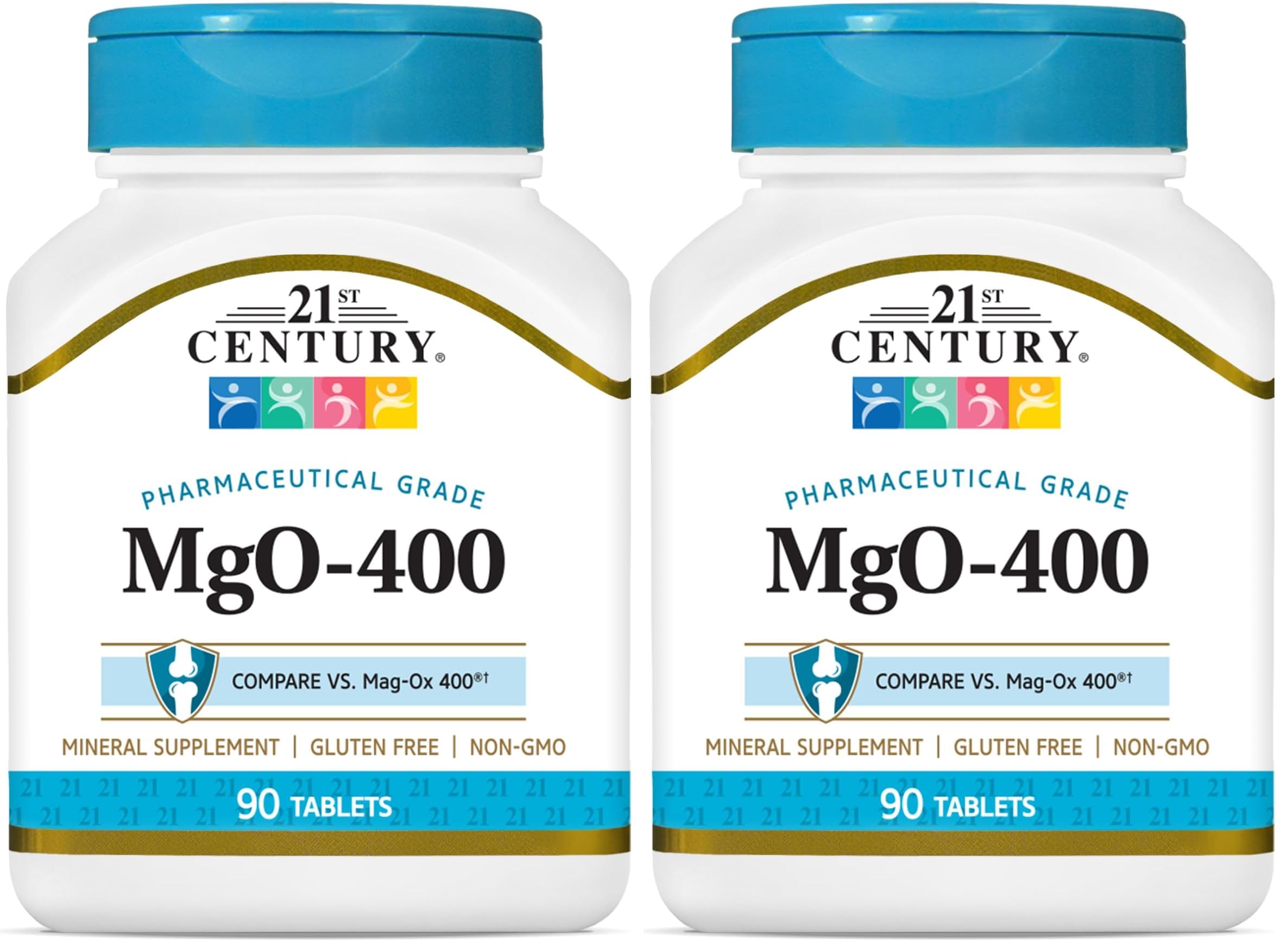 21st Century mgO 400 mg Tablets, 90 Count, Assorted (Pack of 2) 90 Count (Pack of 2)