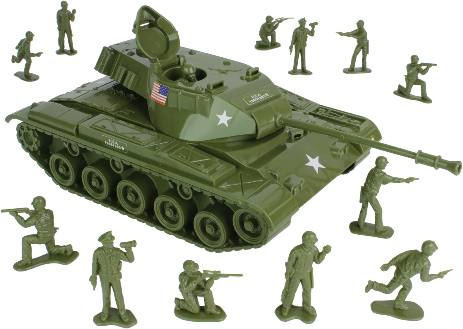 Walker Bulldog Tank Playset- OD Green 13pc - Made in USA