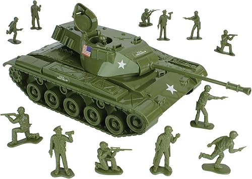 Tim Mee Toy Walker Bulldog TANK - OD Green 13 piezas - Fabricado en Estados Unidos