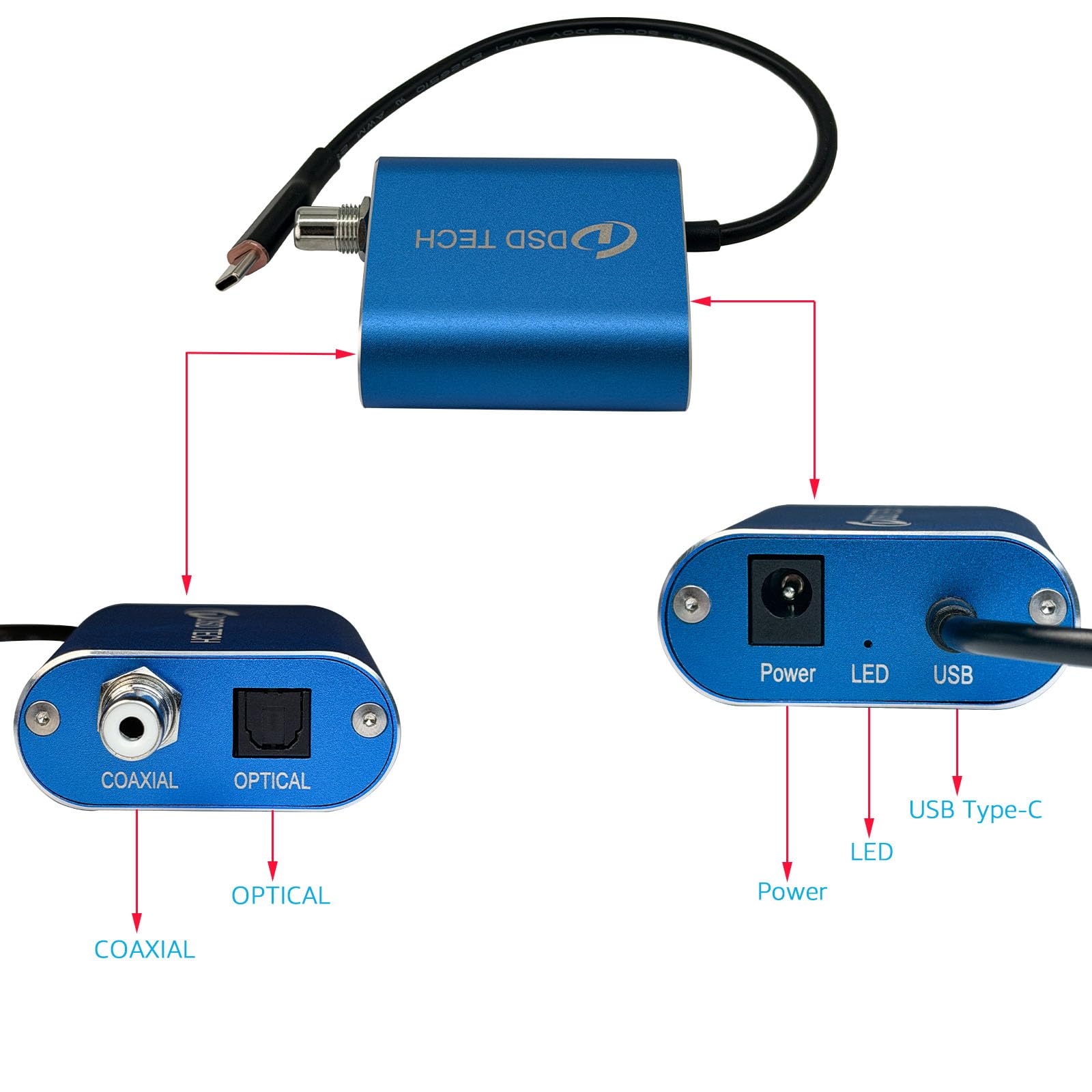 DSD TECH SH-AU03A Adaptateur audio USB vers SPDIF compatible DSD64 et PCM 192K 32 bits