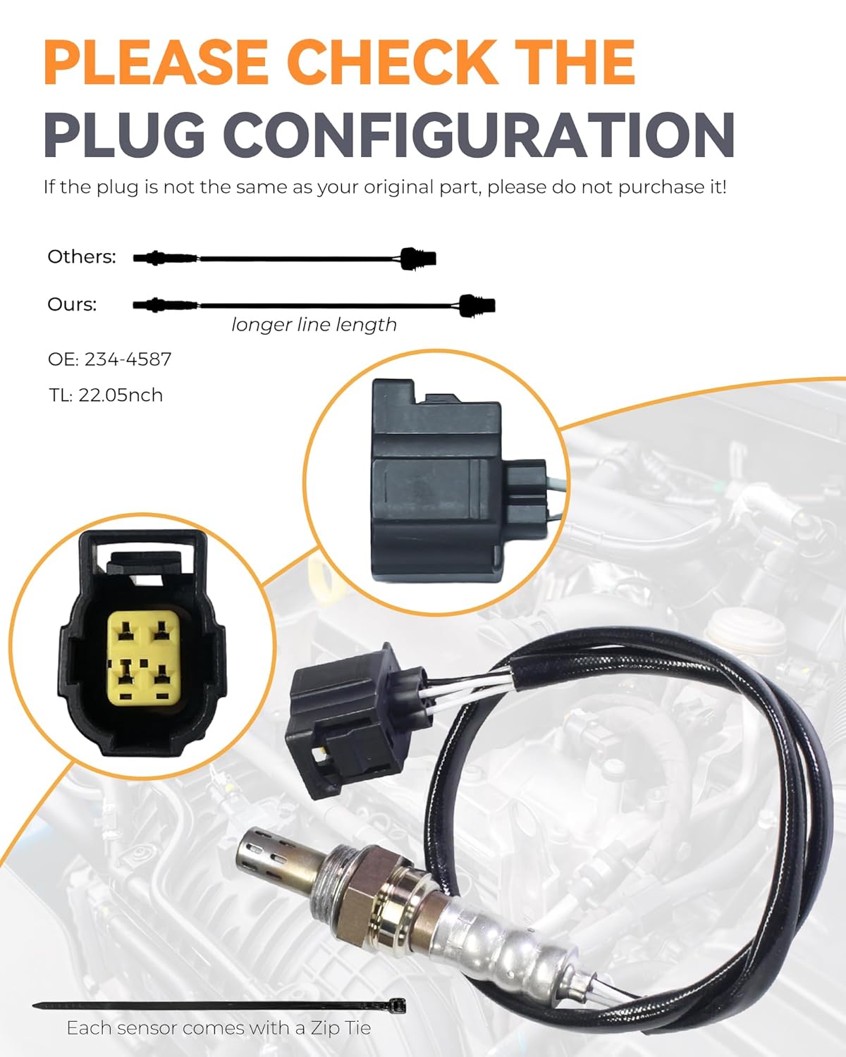 2PC O2 Oxygen Sensor Upstream and Downstream for Dodge Charger Challenger Dakota Ram 1500 Journey, Jeep Wrangler Commander, Chrysler 300 2005-2012, Mitsubishi Raider Replace# 234-4587 250-24253